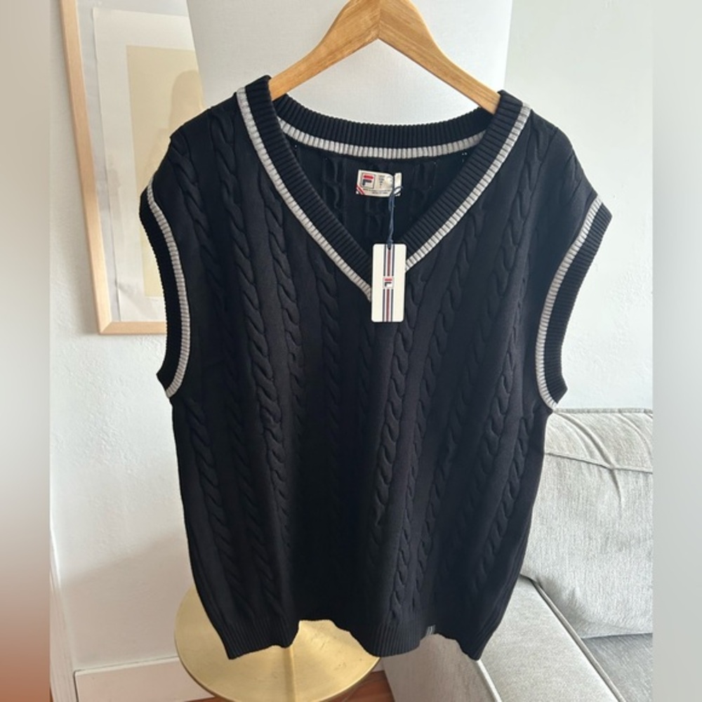 Fila Black and Gray Men's Sweater Vest